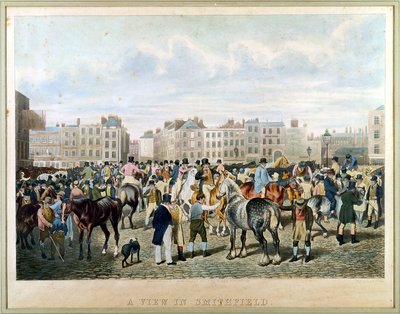 Een uitzicht in Smithfield gegraveerd door F.C. en C. Lewis door Jacques Laurent Agasse